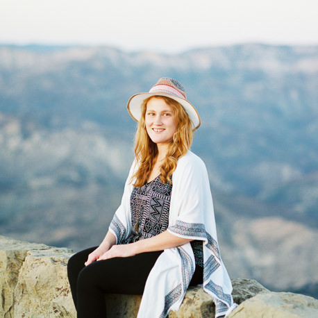 Portrait of Grace Kathryn Photography in the blue, rolling mountains of Santa Barbara, California
